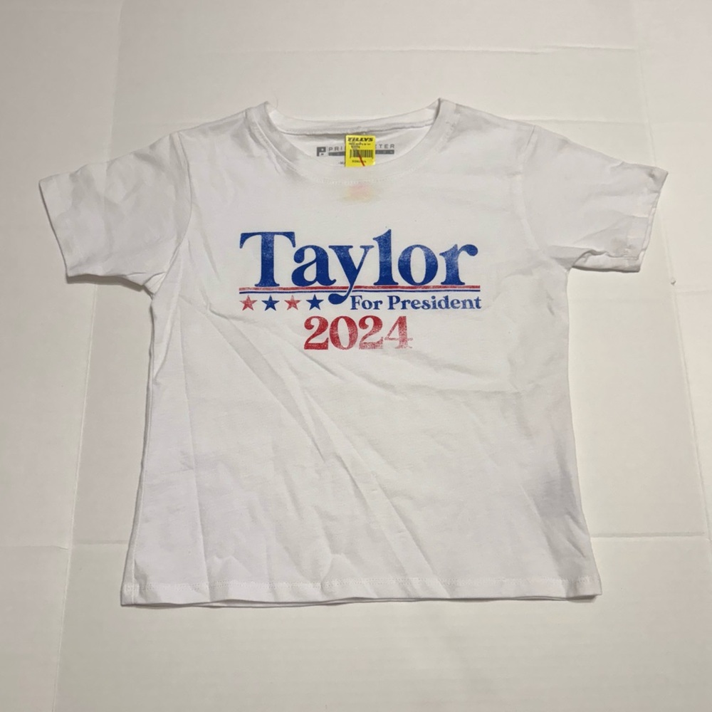 Taylor Kids White Tee with Red and Blue Graphic